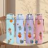 1PC Cartoon Character Set Print 750ml Color Plastic Sports Water Bottle Leakproof Flip Straw Lid Suitable for Sports Office Home Use