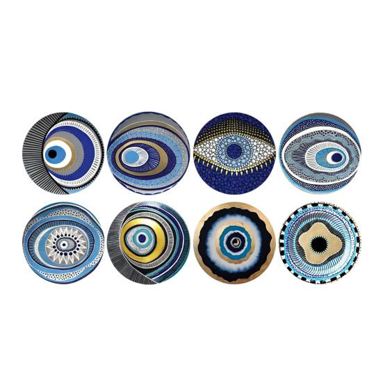 8PCS Coasters, Colorful Wood with Non-Slip Coasters, Heat Insulation Waterproof Drink Holder, for Home Office Dining Table