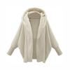Winter Solid Long Sleeve Jackets 2026 Hooded Loose Plush Coats Large Cardigan Clothes For Women Female Bat Sleeve Clothing 23973