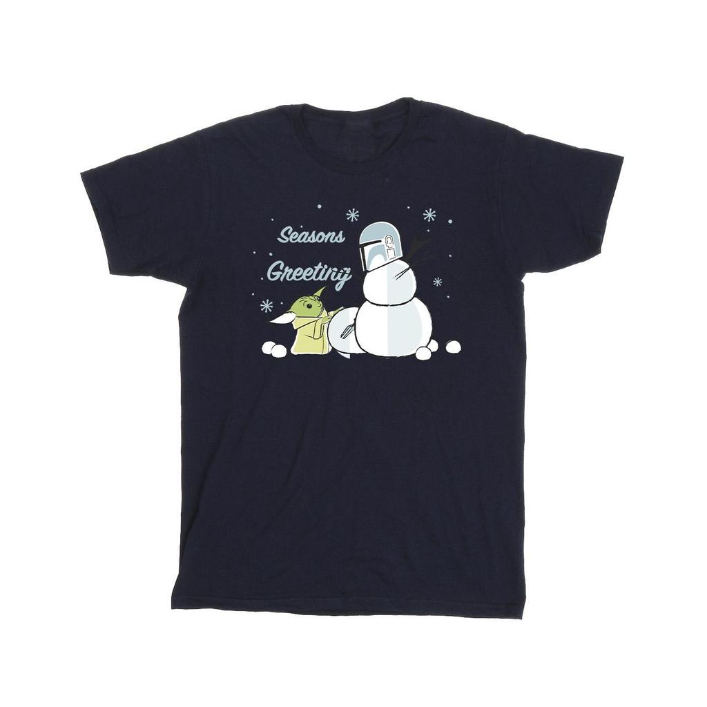 Star Wars Mandalorian Girls Seasons Greetings Cotton T-Shirt