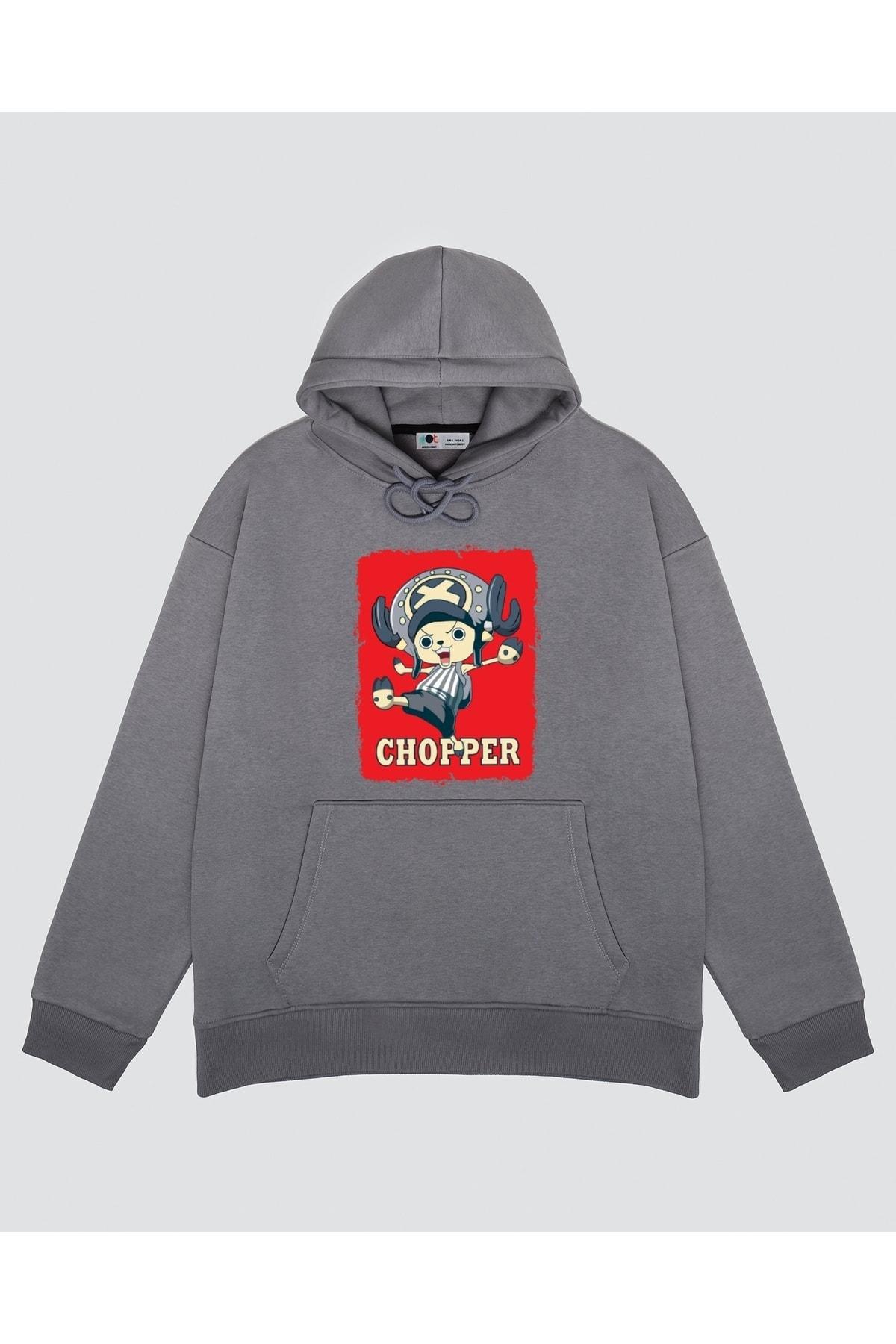 

Unisex Gray Hooded Sweatshirt One Piece Anime - Chopper