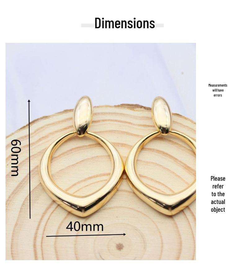 European & American Statement Teardrop Earrings, Versatile Simple Fashion with Large Smooth Surface