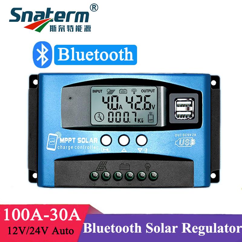 MPPT Solar Charge Controller 30A 40A 50A 60A 100A 12V 24V Auto Dual USB Load Discharger Solar Panel Regulator LCD Display