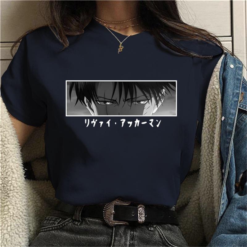 NEW Anime Levi Ackerman Print T Shirt Women Fashion Anime Crew Neck Short Sleeve Casual Loose Comfy Tees