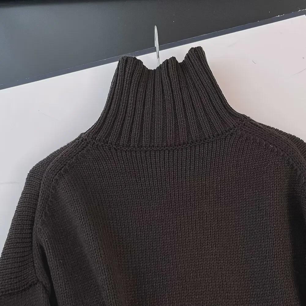 Pulover Maro Închis pentru Femei 2023 în Formă de Cocoon cu Guler Ridicat - Toamnă/Iarnă Casual Croială Lejeră