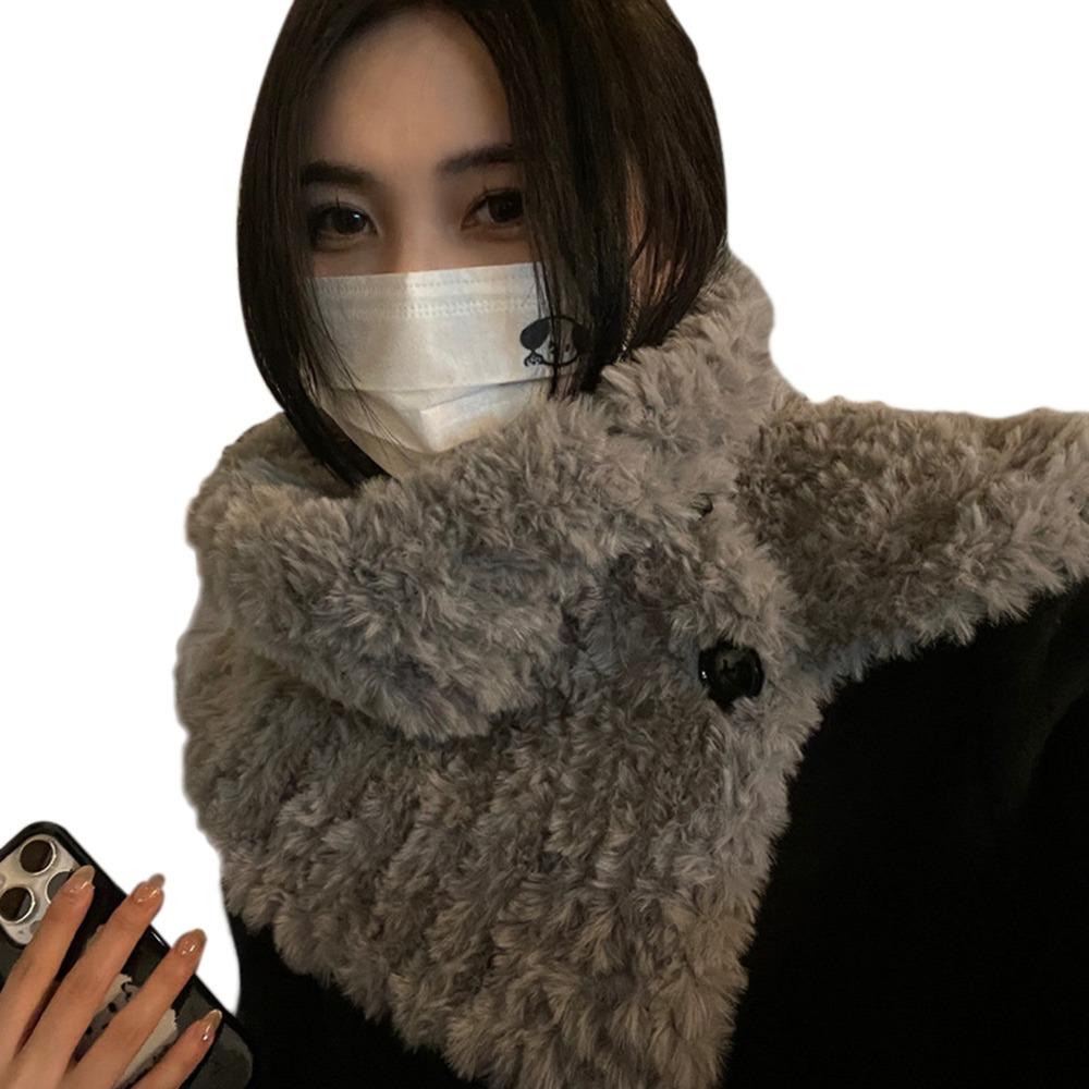 Thicken Warm Fluffy Fake Collar Scarf Soft Plush Cold-proof Winter Neck Warmer Solid Color Windproof False Scarf Shawl for Women