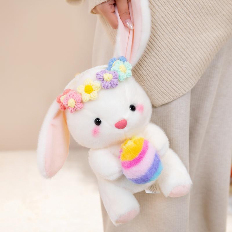 Spring Flower Wreath Cute Rabbit Doll Easter Colorful Egg Bunny Animal Stuffed Plush Toys Happy Easter Party Decor For Home