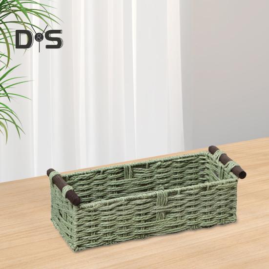Rechteckiger Aufbewahrungskorb mit Griff, großes Fassungsvermögen, Mehrzweck, handgefertigt, dekorativ, geflochtener Korb, Dekoration