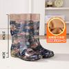 Water Shoes Rain Shoes Female Adult Tall Rain Boots Water Boots Velvet Warm Fashion Non-slip Waterproof Work Shoes Long Tube Cotton