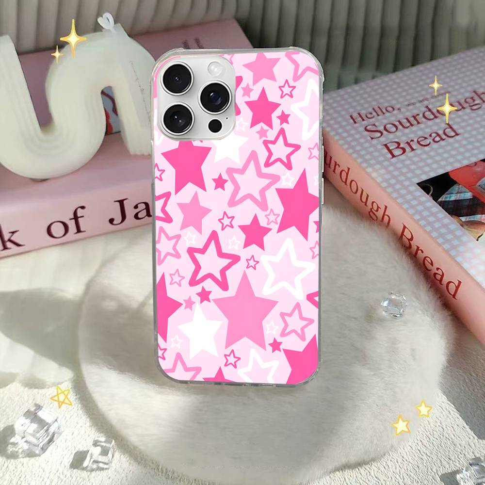 Cartoon Star For IPhone 17 16 15 14 Plus 13 12 11 Pro Max Phone Cover Back Satin Colorful Surface