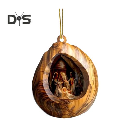 

Народження Ісуса Орнамент 2D акриловий декор для автомобільного дзеркала Овальний дизайн Різдвяна ялинка для автомобіля Дзеркало заднього виду Автомобільний підвісний орнамент Сільське тепло
