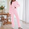 Women's Solid Color Round Neck Long Sleeve Trousers Thick Warm Suit