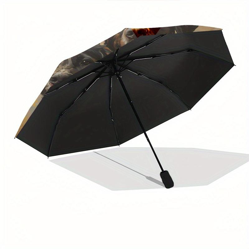 Dogs, Artwork Theme 8 Bone Hand Automatic Folding Umbrella, Compact and Portable Design, A Perfect Gift for Birthday, Christmas or Business