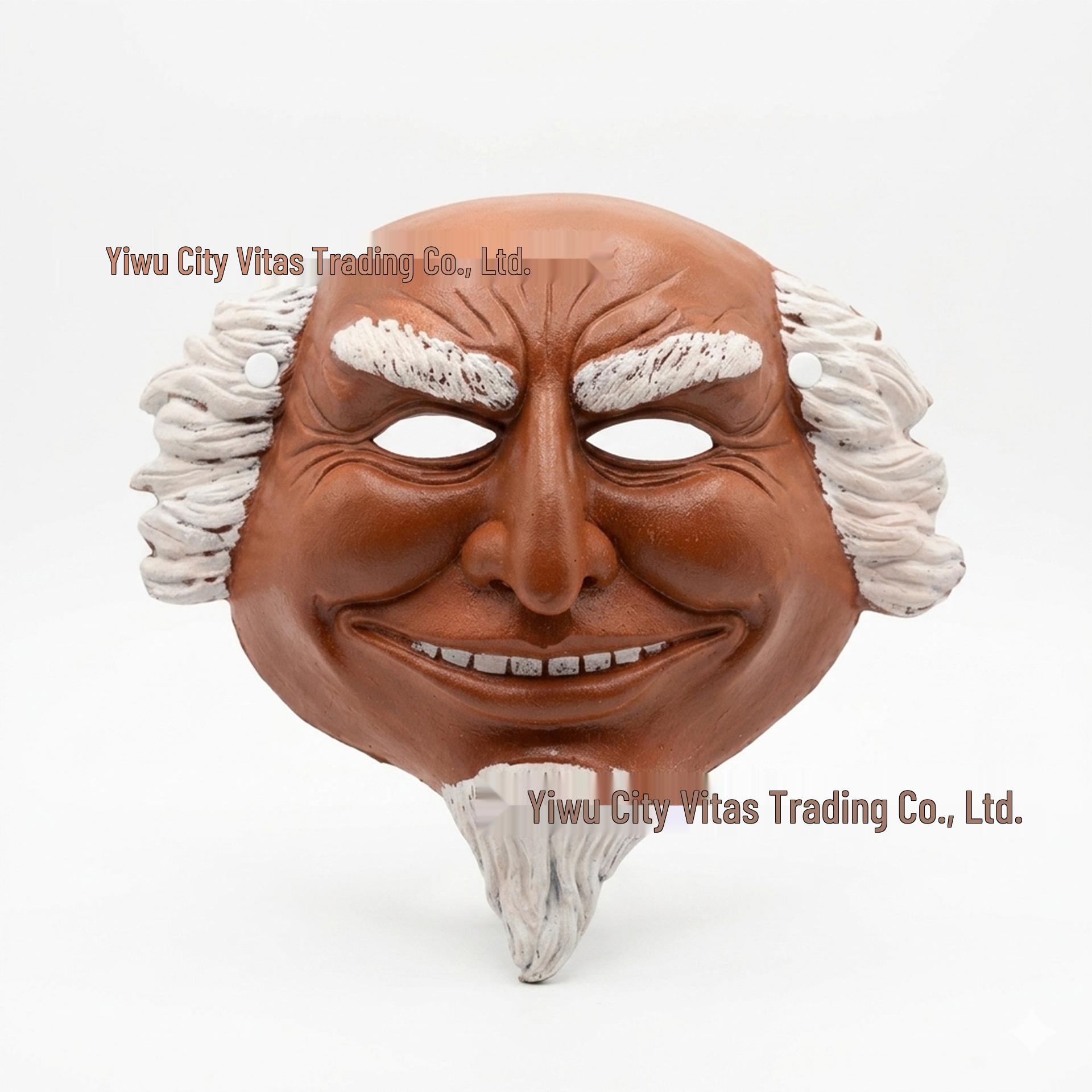 Cross-Border Halloween Old Man Mask - PU 3D Horror Mask for Mardi Gras & Carnival Parties