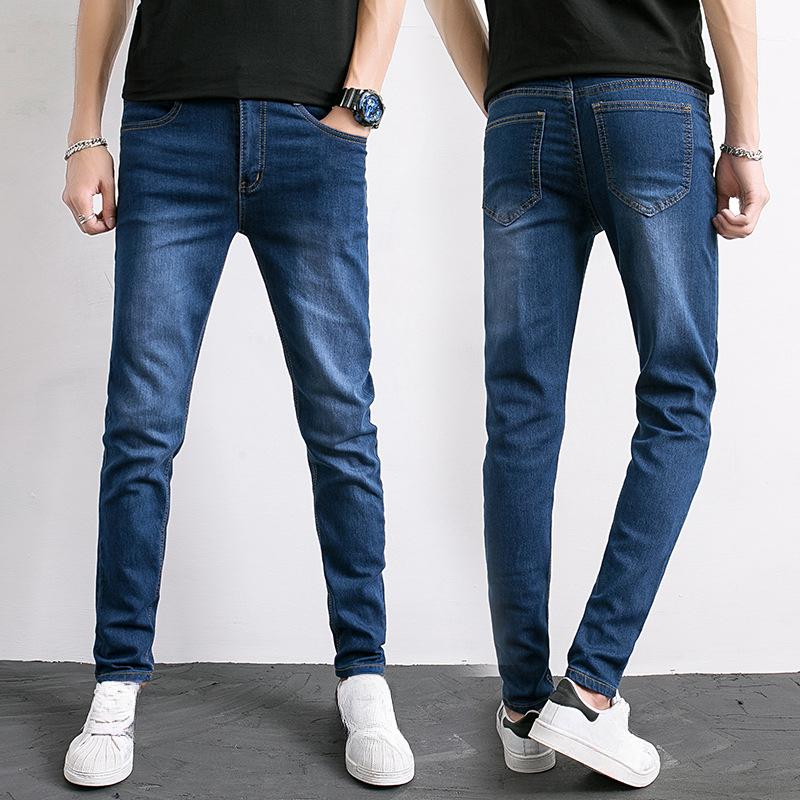 

Мужские джинсы Корейская версия зауженные эластичные брюки Дышащие мужские джинсовые брюки 27