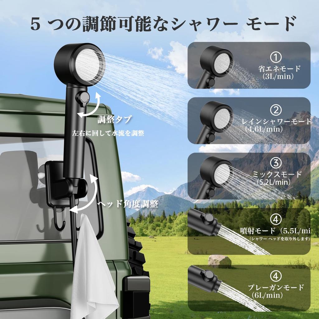 Mytrix Portable Shower for 8000mAh Electric Shower with Replacement Spray Folding Digital 5 Water Portable Shower for Balcony Watering Car Water Pet
