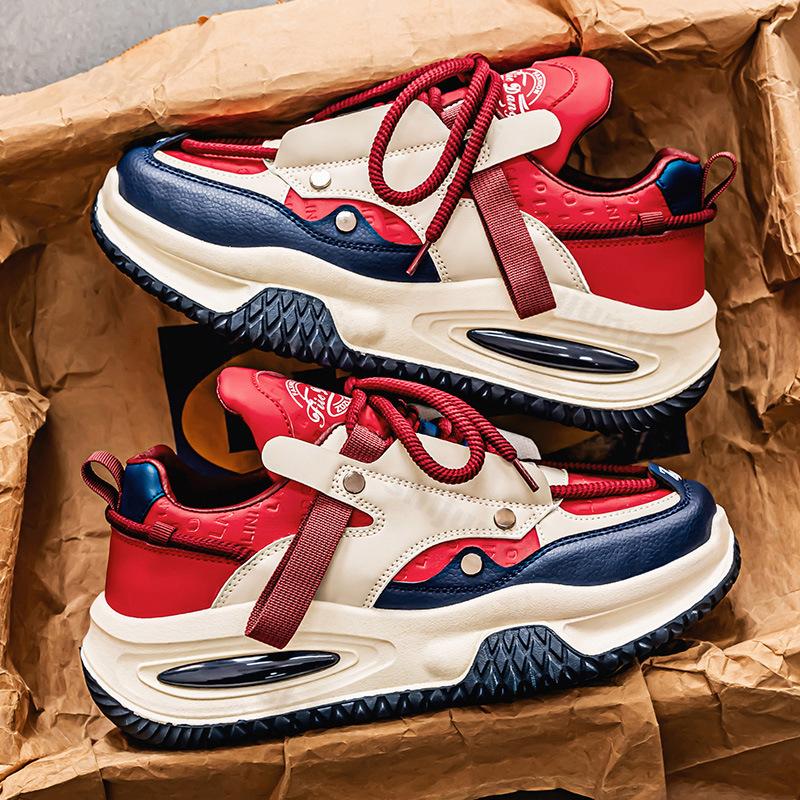 Mens Casual Sneakers Shoes 2025 Spring Thick Sole Fashion Comfortable Mixed Colour Anti Slip Board Footwear Zapatillas De Hombre