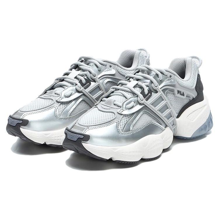 FILA Ladder Fabric Synthetic Leather TPU Trendy Sports Low-Top Casual Shoes Women sneaker Silver Gray F12W322101FVS