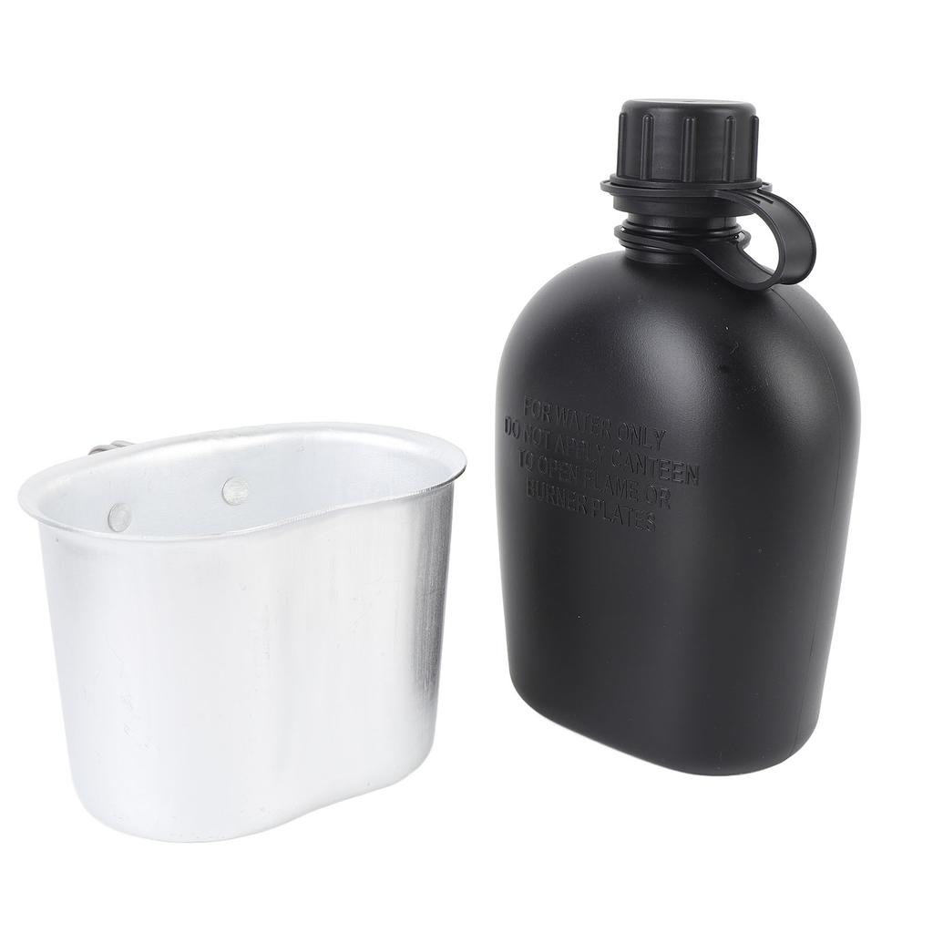 Outdoor Canteen Kit PE 1L Canteen Water Bottle with Bottle Pouch and Cup for Camping Hiking Backpacking