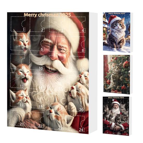 Calendar de Advent Pisică 24 Zile Calendar Numărătoare Inversă Pisică de Crăciun cu 24 Buc. Pandantive Acrilice 2D Pisică de Agățat pentru Iubitorii de Pisici