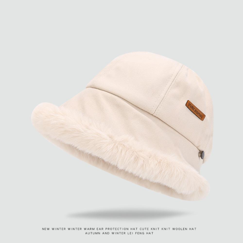 Windproof Fluffy Fur Bucket Hat Warm Winter Fisherman Hat Vintage Plus Velvet Panama Hat  Fishing