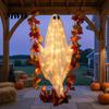 Halloween-Außendekoration Veranda Schwingende Geisterdekoration, Großes Hängendes mit Ahornblatt Beleuchtete Schaukel für Hof Rankenlichter Und Fernbedienung Baum,