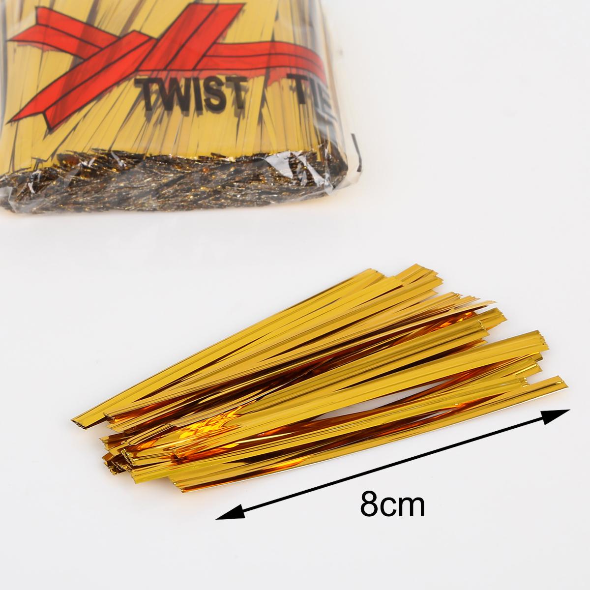 

800 шт., упаковка для свадебного торта, практичные металлические ленты для вечеринки, завязка, проволочная сумка, подарок для конфет, леденец, украшение для дома 8cm золотой