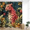 Tropical Jungle Leopard Shower Curtains Wild Animals Floral Green Plants Modern Fabric Home Bathroom Curtain Decor With Hooks