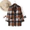 Damen-Freizeit-Hemdjacke mit Karomuster und Knopfleiste