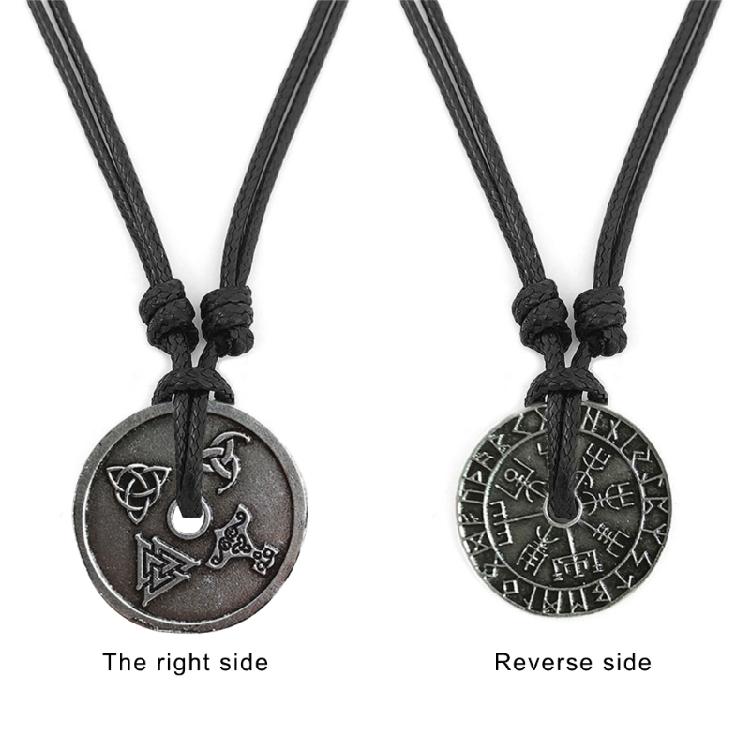 Collana Pendente Rune in Lega Nera Lunghezza Regolabile Fascino Etnico Choker Catena Clavicola alla Moda Gioiello Unisex per Feste
