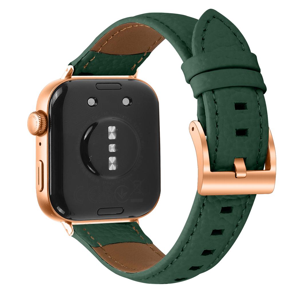 Litchi Textured Genuine Cow Leather Strap with Electroplated Buckle for Huawei Watch Fit 4 Pro/Fit 4/Fit 3 Pointed-End Watch Band