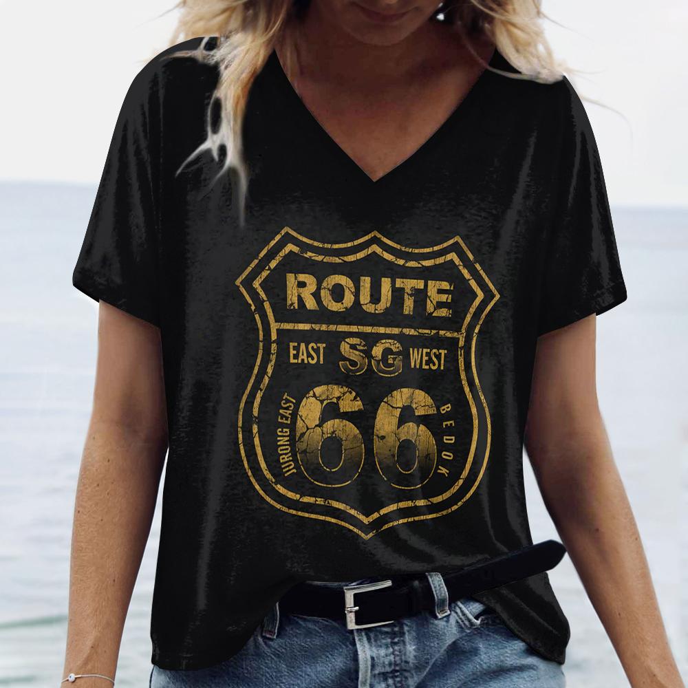 T-shirt da Donna Retro Stampa Grafica Estiva Casual Manica Corta Top Moda Scollo a V Vintage T-Shirt Abbigliamento Oversize Femminile