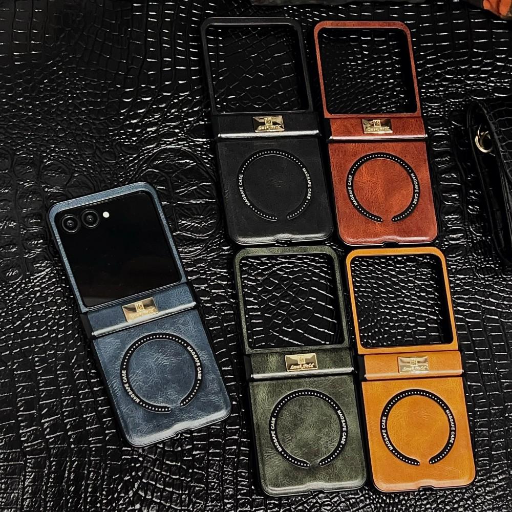 Für Motorola Razr 60 Ultra Hülle Luxus PU-Leder Magnetisch Kabelloses Laden Schutz Rückseite Abdeckung Für Moto Razr 60 50 Ultra Schale
