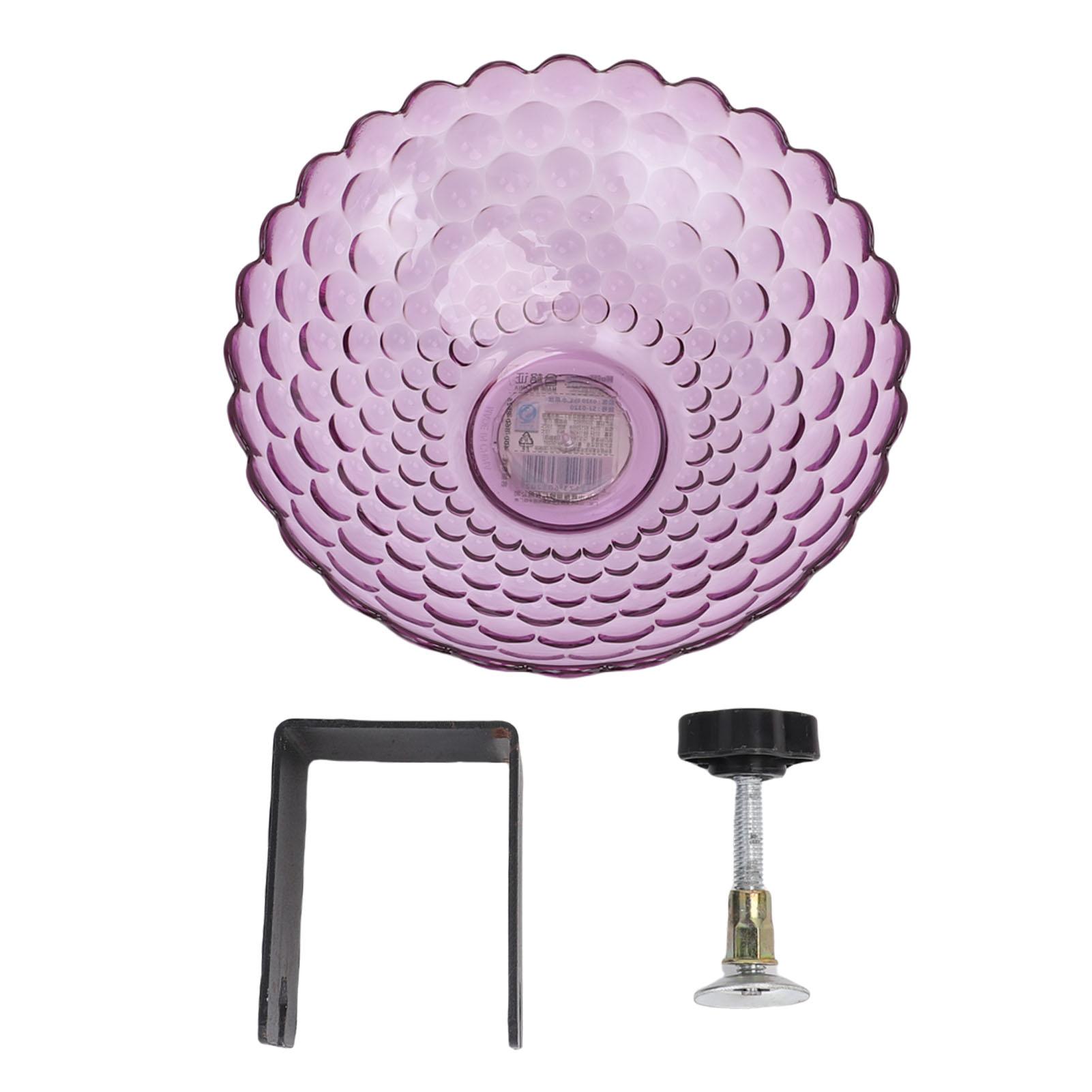 Outsideworld Purple Deck Mounted Bird Bath Plastic Detachable Bird Feeder Water Bowl With Adjustable Clamp For Fence Balcony Garden Yard