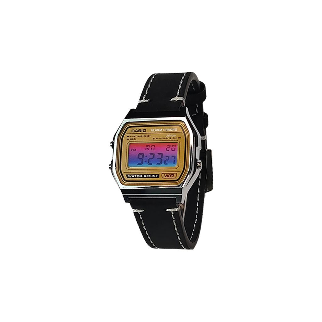 CASIO Custom Collection Electronic Movement Leather Strap Watch Men's Watches Yellow Watch Dial A158WEA-9(Watch5--)
