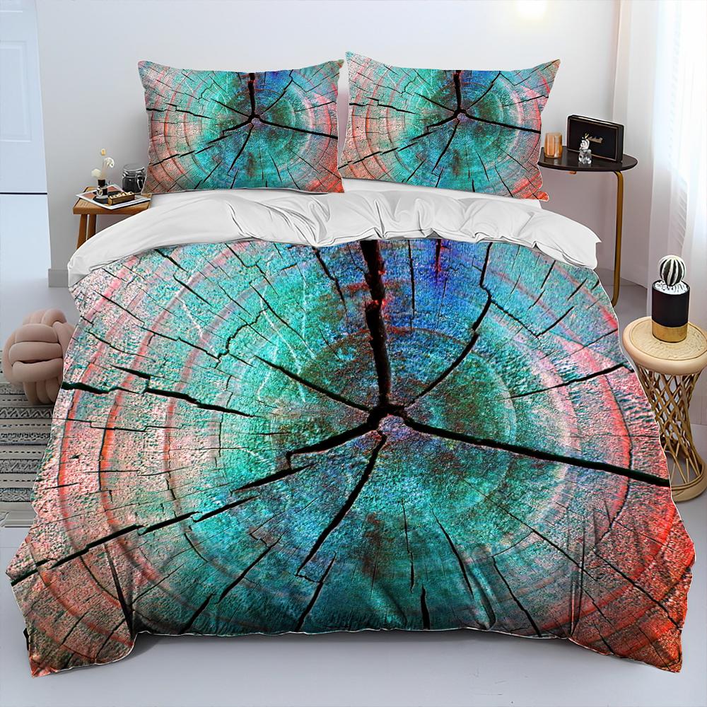 3D Wood Grain Comforter Bedding Set,Duvet Cover Bed Set Quilt Cover Pillowcase,King Queen Size Bedding Set for Adult Child Gift