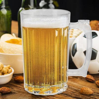 Beer Mug Large Capacity Acrylic Beer Drinking Cup 390Ml Handle Household Bar Water Cup for Home Restaurant Party