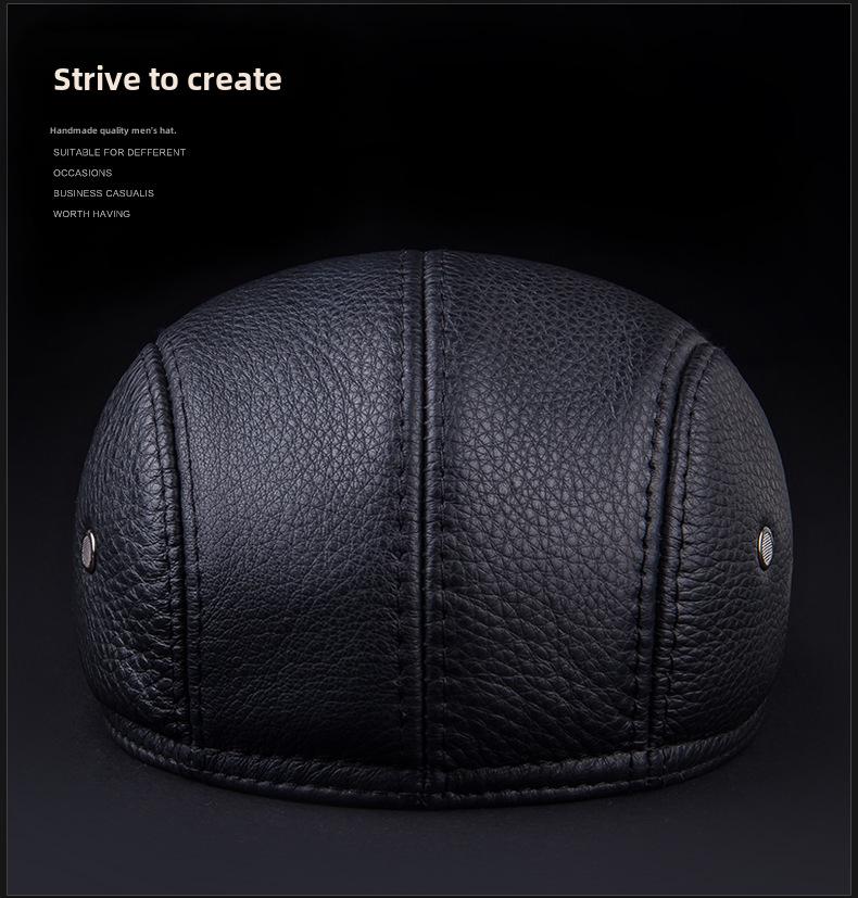 Pánská kachní čepice z pravé kůže s ochranou uší - Vysoce kvalitní hovězí kůže, podzimní/zimní styl