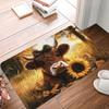 Floral Highland Cow Doormat Anti-slip Carpet for Kitchen Living Room Machine Floor Mat Washable Rug