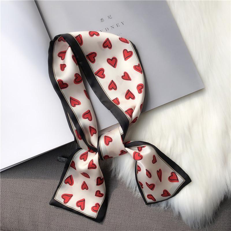 Print Flower Small Scarf For Women Handle Bag Ribbons Fashion Head Scarf Small Long Skinny Scarves Headbands