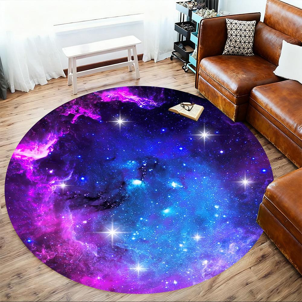 1pc Galaxy Nebula Round Chair Mat Area Rug - Non-Slip, Floor Mat for Office, Bedroom, Home Decor Christmas Gift P0811144
