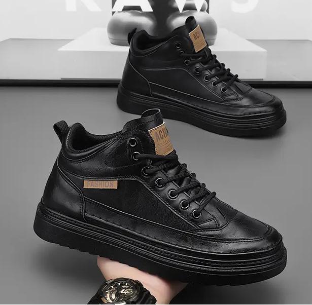 

Весна 2025 года, новые мужские туфли, корейская версия модных универсальных туфель-ботинок, мужские туфли Martin на платформе среднего берца, повседневные кожаные туфли 44