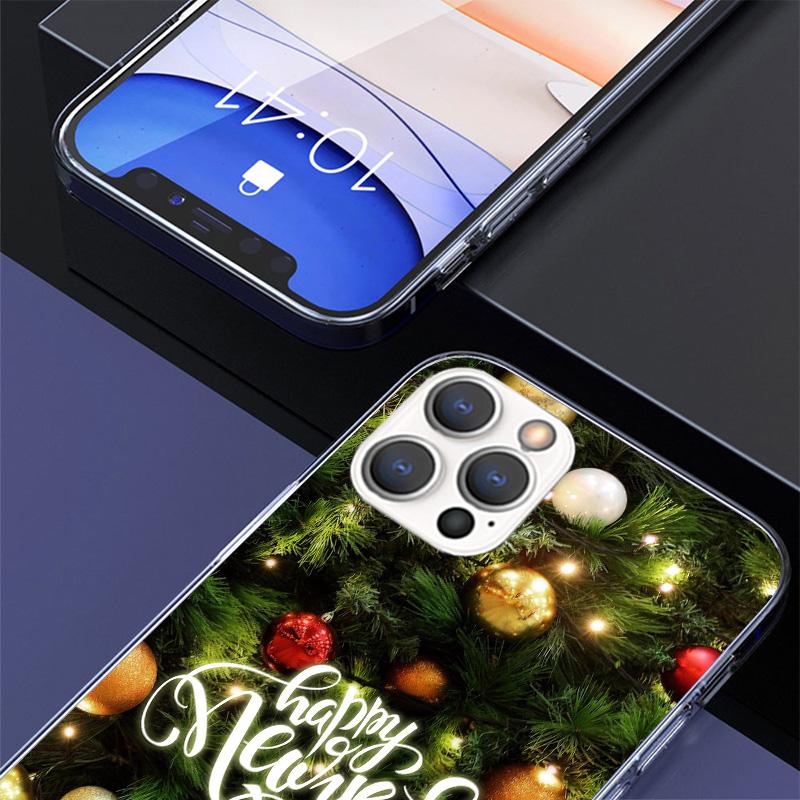 Merry Christmas Tree Snow Phone Case For iPhone 17 Air 16 Pro Max 16E 15 + 14 Plus 11 12 13 Mini 7 8 SE Gift Print Cover Fundas