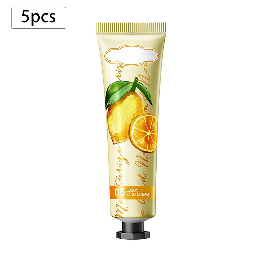Travel-Size Hand Lotion Gift Set of 5, Moisturizing Cream with Fruity Floral Scents, Nourishing Care for Dry Cracked Hands in Winter