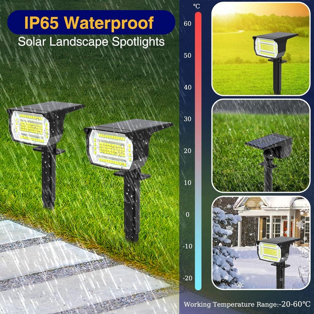 Outdoor Solar Spot Lights 72 LED 3 Lighting Modes 2 In 1 Solar Landscape Lights IP65 Waterproof Garden Light For Yard Lighting