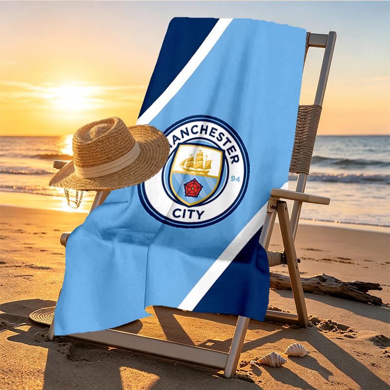 Manchester City FC Druck Strandtuch Design, Weich, Leicht. für Zuhause, Badezimmer, Spa, Pool, Yoga, Surfen, Camping, Geschenk für Familie, Freund