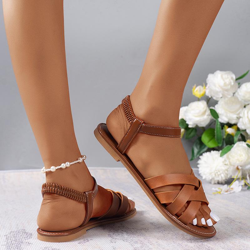 Summer casual versatile word Roman flat sandals women's shoes light and wear-resistant