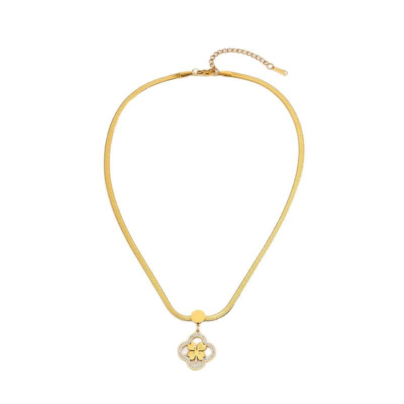 Stylish Four-Leaf Clover Necklace for Women - Durable Titanium Steel with High-End Chain, Non-Fading Design