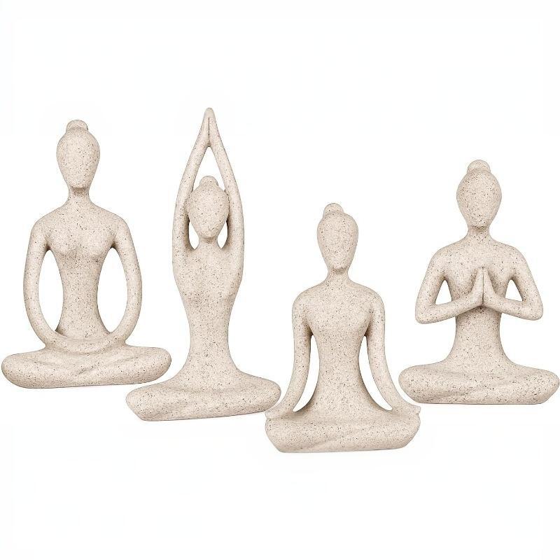 

4pcs Nordic Resin Meditation Yoga Pose Statue Figurine Ceramic Yoga Figure Set Decor Crafts Sculpture Ornament білий