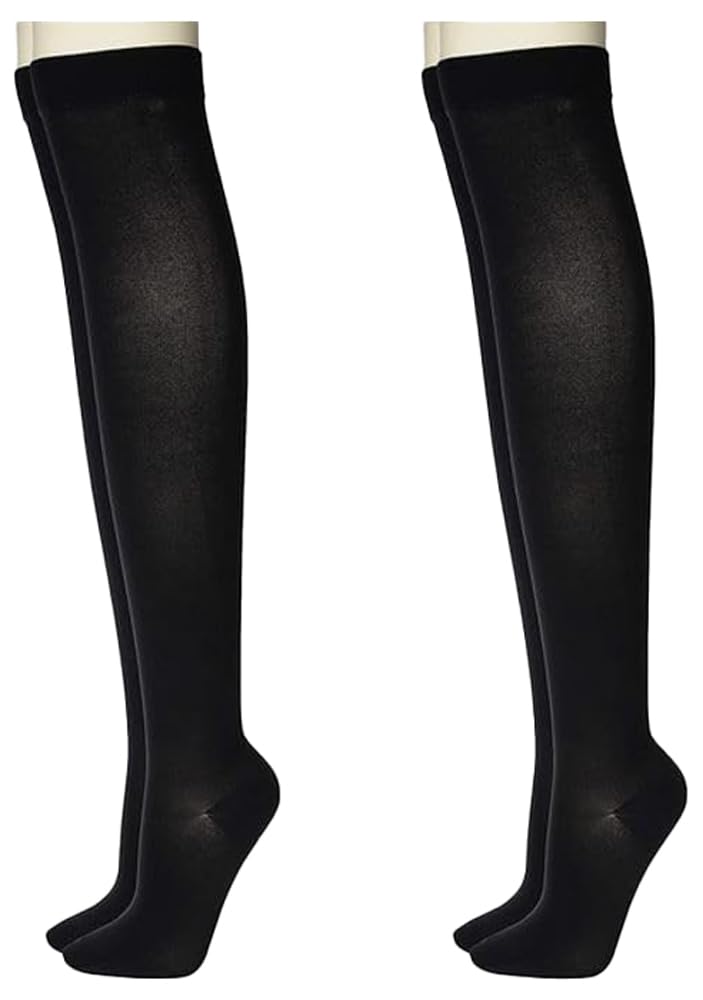 Gunze Set of Matching New AR0218 Women's Over-the-Knee Socks, 2, Colors, Model, Black,